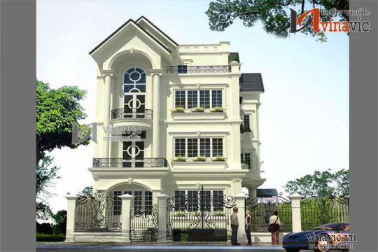 Mẫu thiết kế nhà biệt thự đẹp 4 tầng BT1407