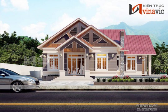 Mẫu thiết kế nhà cấp 4 đẹp ở nông thôn mái thái 4 phòng ngủ BT1810