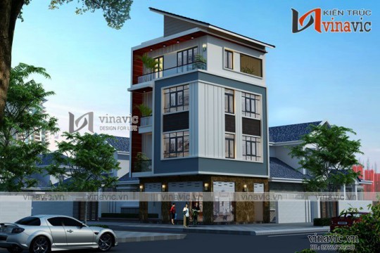 Mẫu thiết kế nhà ống đẹp 4 tầng hình khối hiện đại nổi bật NO1614