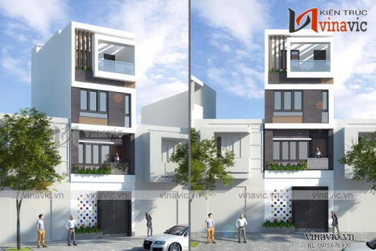 Mẫu thiết kế nhà ống hiện đại 4 tầng NO1620