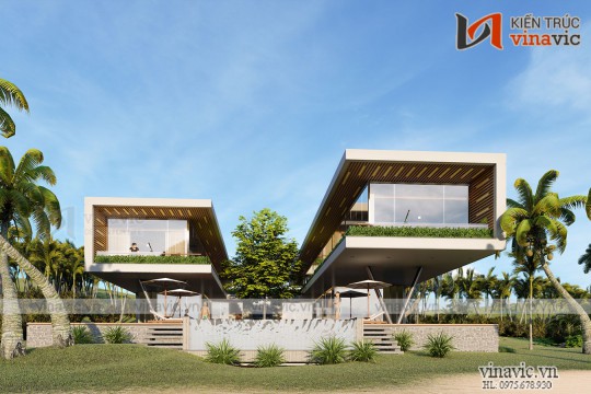 Nhà hiện đại 2 tầng 750m2 kiểu Singapore ở ven biển Phú Quốc BT1914