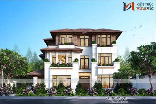 Nhà hiện đại 3 tầng 150m2 mặt tiền 12m ở Gia Lâm Hà Nội BT2010