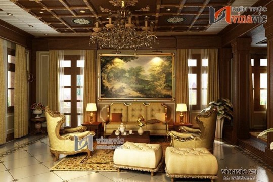 Ngắm nhìn nội thất đẳng cấp biệt thự cổ điển NTB1405