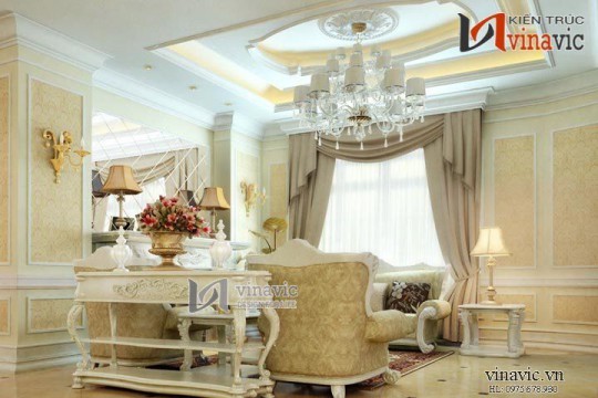Thiết kế nội thất tinh xảo biệt thự phong cách tân cổ điển NTB1406