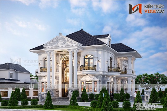 Thiết kế biệt thự vườn 2 tầng tân cổ điển ở  Sơn La BT2031