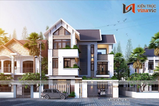 Thiết kế nhà 3 tầng 140m2 5 phòng ngủ ở Hà Nam BT2012