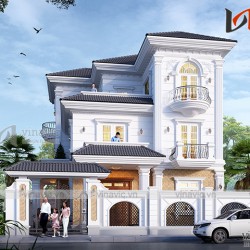Biệt thự 3 tầng 150m2 mặt tiền 10m 6 phòng ngủ thiết kế tân cổ điển BT1905