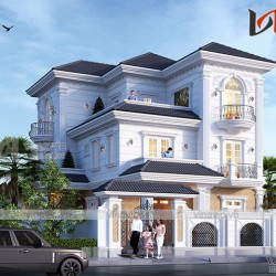 Biệt thự 3 tầng 150m2 mặt tiền 10m 6 phòng ngủ thiết kế tân cổ điển BT1905