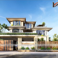 Biệt thự 3 tầng 2 mặt tiền hiện đại kích thước 11x15m ở Bình Dương BT2020