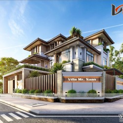 Biệt thự 3 tầng 2 mặt tiền hiện đại kích thước 11x15m ở Bình Dương BT2020