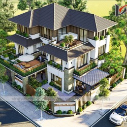 Biệt thự 3 tầng 2 mặt tiền hiện đại kích thước 11x15m ở Bình Dương BT2020