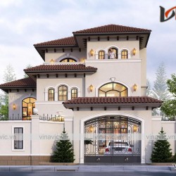 Biệt thự 3 tầng mặt tiền 12m mỗi sàn 180m phong cách địa trung hải