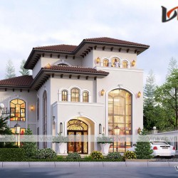 Biệt thự 3 tầng mặt tiền 12m mỗi sàn 180m phong cách địa trung hải