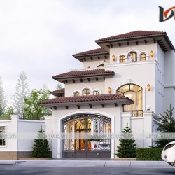 Biệt thự 3 tầng mặt tiền 12m mỗi sàn 180m phong cách địa trung hải
