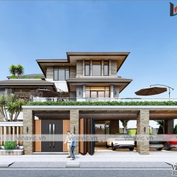 Biệt thự 3 tầng 2 mặt tiền hiện đại kích thước 11x15m ở Bình Dương BT2020