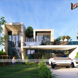 Biệt thự 2 tầng hiện đại 500m2 có hồ cá koi ở Mộc Châu- Sơn La BT2008