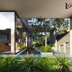 Biệt thự 2 tầng hiện đại 500m2 có hồ cá koi ở Mộc Châu- Sơn La BT2008