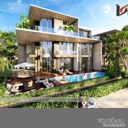 Biệt thự hiện đại 250m2 3 tầng kt 16x16m có hồ bơi ở Quảng Bình BT2013