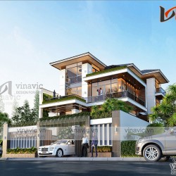 Biệt thự 3 tầng mái nhật hiện đại diện tích 11x15m ở Nghệ An BT2027