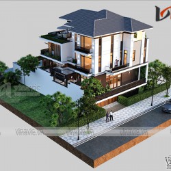 Biệt thự 3 tầng mái nhật hiện đại diện tích 11x15m ở Nghệ An BT2027