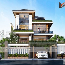 Biệt thự 3 tầng mái nhật hiện đại diện tích 11x15m ở Nghệ An BT2027