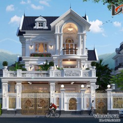 Biệt thự phố 3 tầng mặt tiền 11m mái thái tân cổ điển ở Nghệ An BT2017