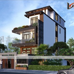 Biệt thự phố 3 tầng mặt tiền 7m sâu 14m phong cách hiện đại BT2022