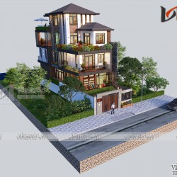 Biệt thự phố 3 tầng mặt tiền 7m sâu 14m phong cách hiện đại BT2022