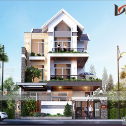 Mẫu nhà biệt thự phố mặt tiền 8m sâu 14m 3 tầng hiện đại BT2023