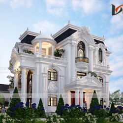 Biệt thự vườn 3 tầng phong cách tân cổ điển kiểu Pháp ở Hòa Bình BT2032