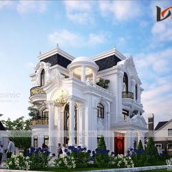 Biệt thự vườn 3 tầng phong cách tân cổ điển kiểu Pháp ở Hòa Bình BT2032