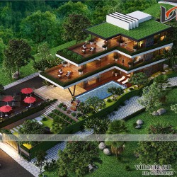 Biệt thự nhà vườn hiện đại 3 tầng mặt tiền rộng 10m sâu 20m BT2015