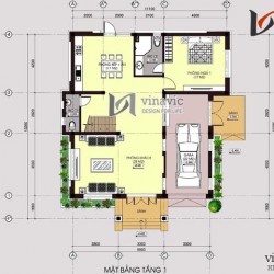 Mẫu thiết kế nhà 2 tầng hình chữ l kích thước 13x14m có gara oto BT1497