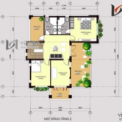 Mẫu thiết kế nhà 2 tầng hình chữ l kích thước 13x14m có gara oto BT1497