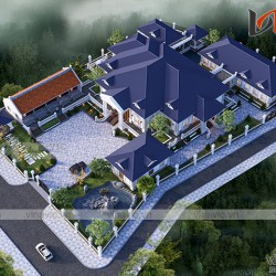 Dinh thự 1 tầng 1000m2 đẳng cấp nhất ở vùng núi thiên nhiên Tây Bắc BT1902