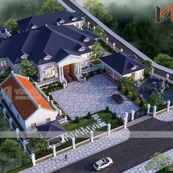 Dinh thự 1 tầng 1000m2 đẳng cấp nhất ở vùng núi thiên nhiên Tây Bắc BT1902