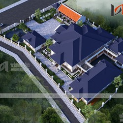 Dinh thự 1 tầng 1000m2 đẳng cấp nhất ở vùng núi thiên nhiên Tây Bắc BT1902