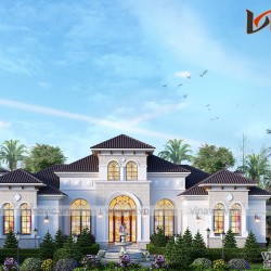 Dinh thự 1 tầng 450m2 phong cách Địa Trung Hải BT2005
