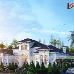 Dinh thự 1 tầng 450m2 phong cách Địa Trung Hải BT2005