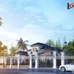 Dinh thự 1 tầng 450m2 phong cách Địa Trung Hải BT2005