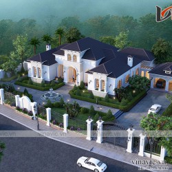 Dinh thự 1 tầng 450m2 phong cách Địa Trung Hải BT2005