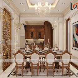Nội thất phòng khách và bếp ăn biệt thự NTBT1803