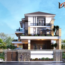 Biệt thự 3 tầng mái thái hiện đại và tầng hầm đầy ấn tượng BT1909
