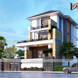 Biệt thự 3 tầng mái thái hiện đại và tầng hầm đầy ấn tượng BT1909