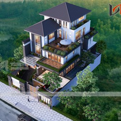 Biệt thự 3 tầng 4 phòng ngủ BT1908 mang phong cách hiện đại đầy đủ tiện nghi