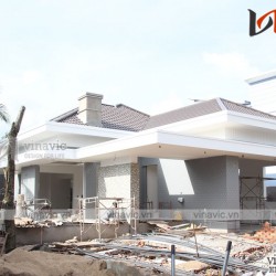 Hoàn thiện mẫu biệt thự 1 tầng hiện đại tuyệt đẹp ở miền quê sông nước Tiền Giang TCBT1829