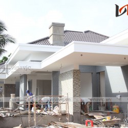 Hoàn thiện mẫu biệt thự 1 tầng hiện đại tuyệt đẹp ở miền quê sông nước Tiền Giang TCBT1829