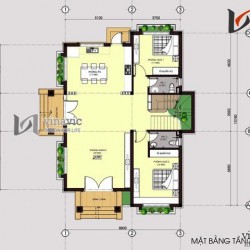 Mẫu nhà 2 tầng 4 phòng ngủ mặt tiền 9m sân trước và ban công rộng BT1490