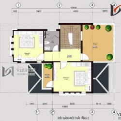 Mẫu nhà 2 tầng mặt tiền 8m diện tích 100m2 chữ L thiết kế hiện đại  BT1489