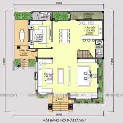 Biệt thự 3 tầng 150m2 mặt tiền 10m 6 phòng ngủ thiết kế tân cổ điển BT1905